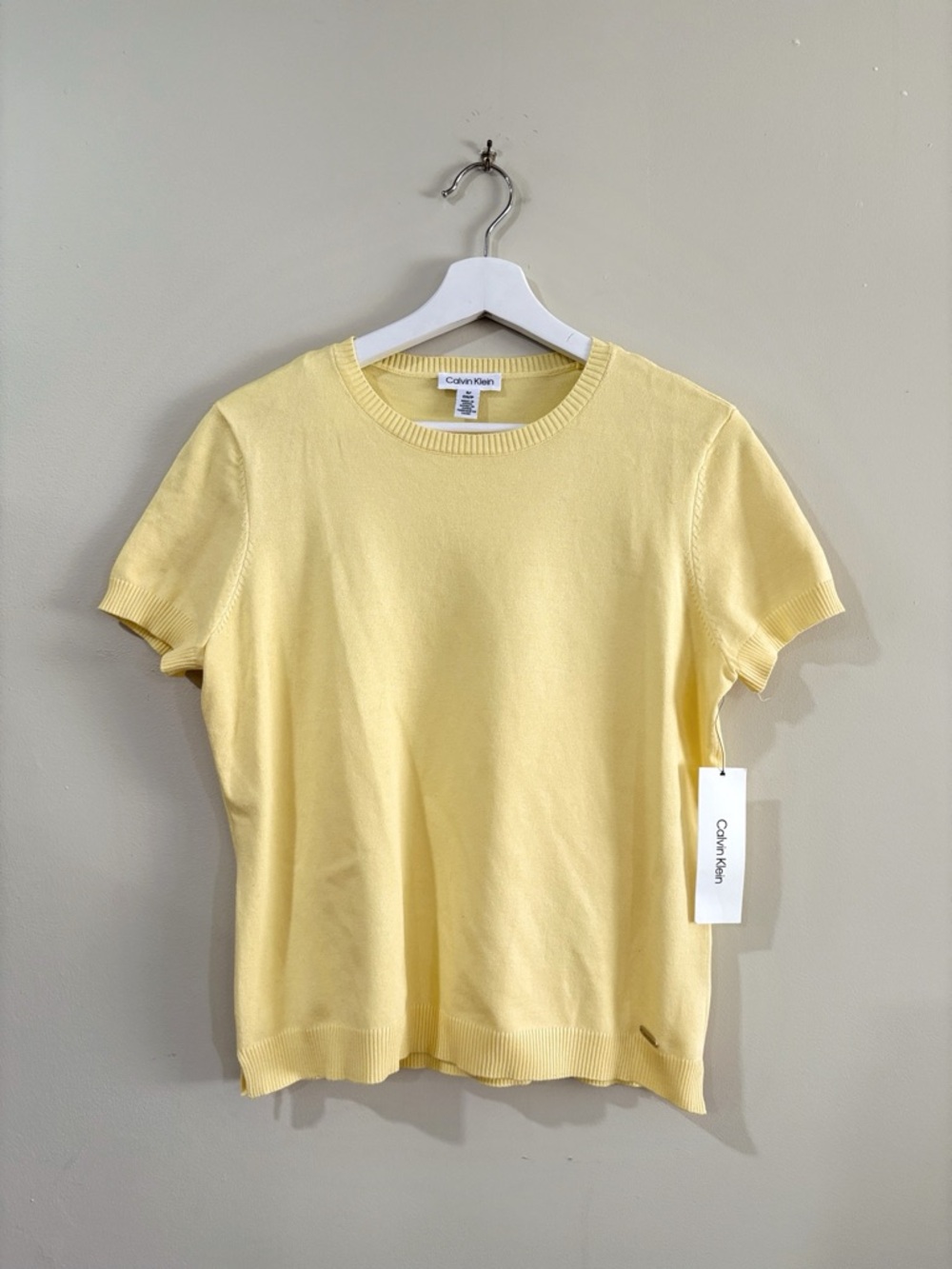 Calvin Klein Pale Yellow Short Sleeve Knit Tee